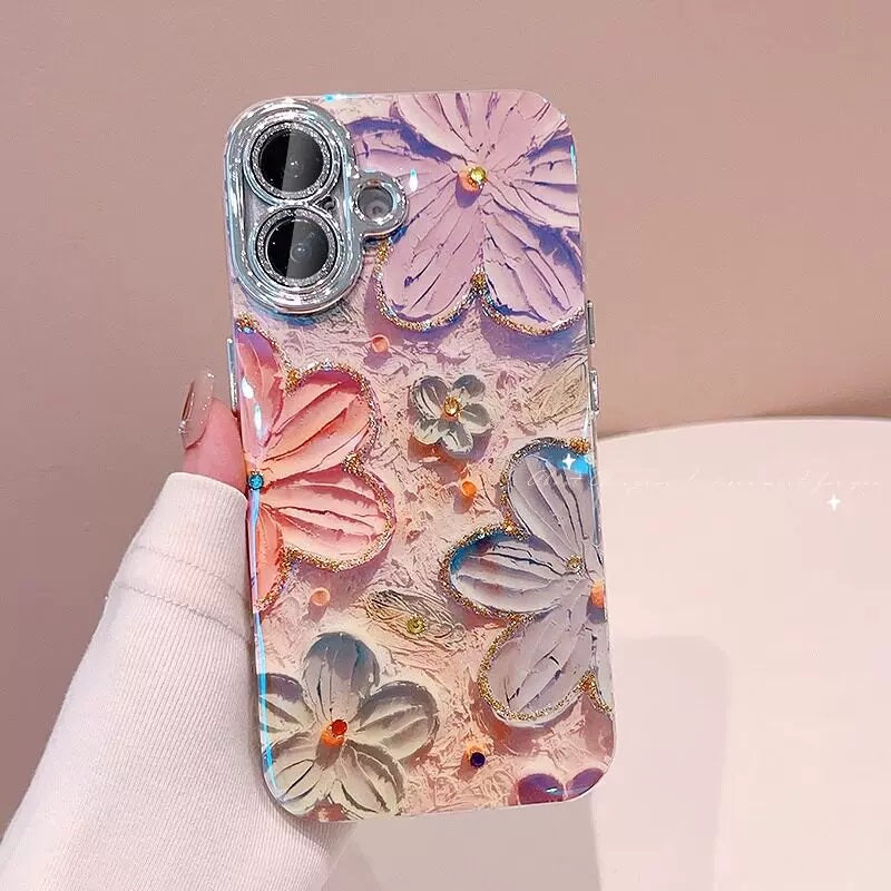 Blush Butterfly Garden Rhinestone iPhone 17 16 15 14 13 12 11 Plus Pro Max Case - front view