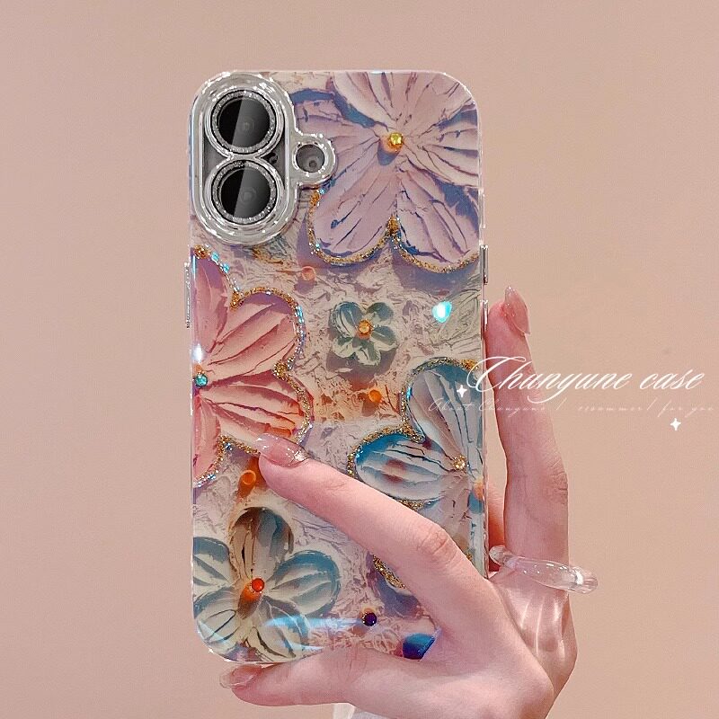 Pastel Garden Floral Silicone Case for iPhone - front view