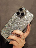 Silver Stardust Glitter iPhone Case - front view