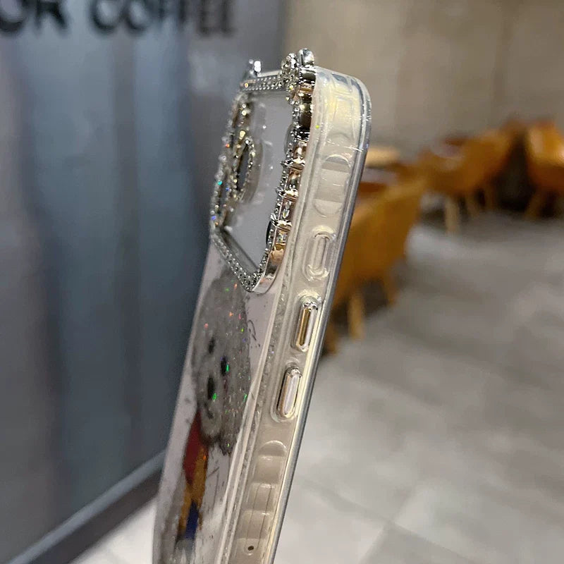 Sparkling Puppy Rhinestone iPhone Case Cute Glitter Camera Bling Cover - back detail