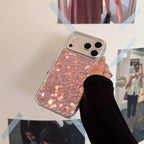 Blush Confetti Clear iPhone Case Pink Sequin Sparkle - front view