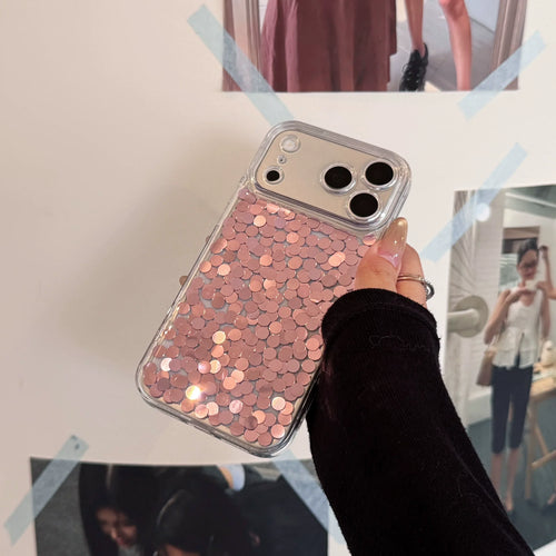 Blush Confetti Clear iPhone Case Pink Sequin Sparkle - front view