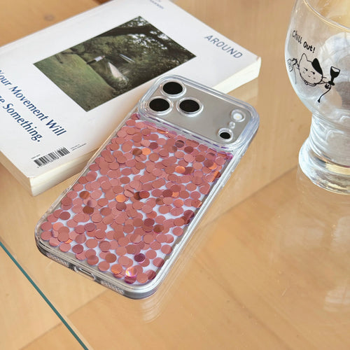 Blush Confetti Clear iPhone Case Pink Sequin Sparkle - back detail