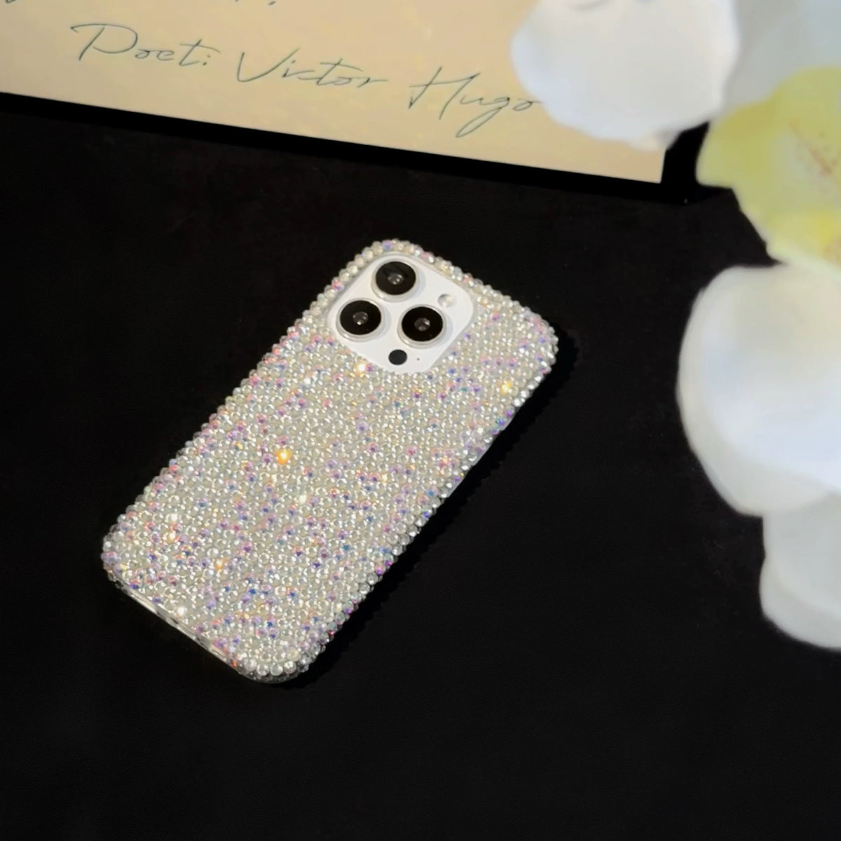 Aurora Ice Rhinestone iPhone Case Full Crystal Bling - close-up detail