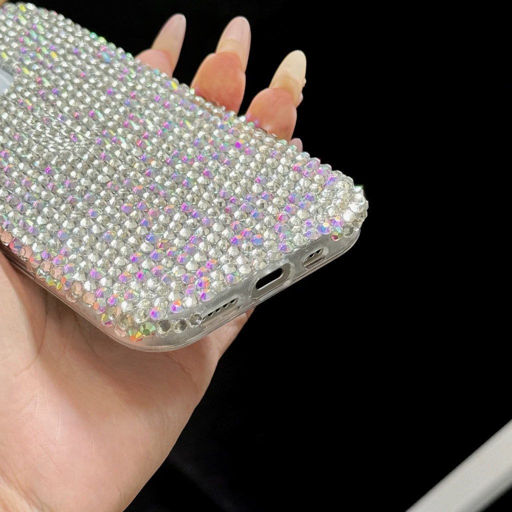 Aurora Ice Rhinestone iPhone Case Full Crystal Bling - on phone
