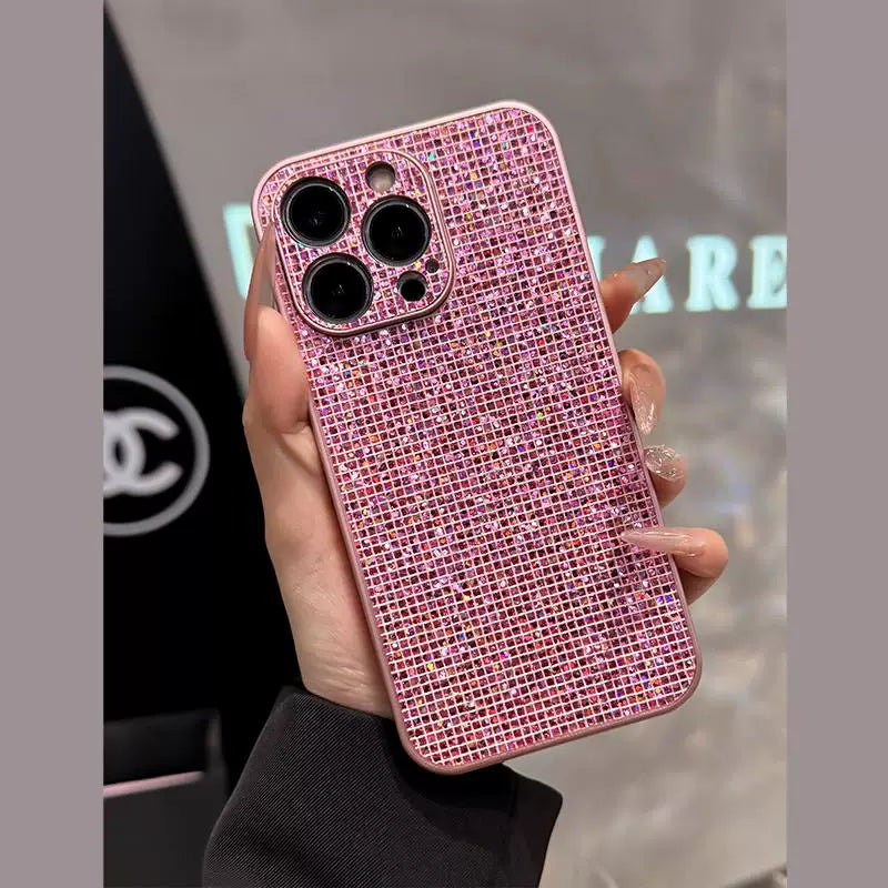 Pink Champagne Rhinestone iPhone Case All Over Bling Cover - front view