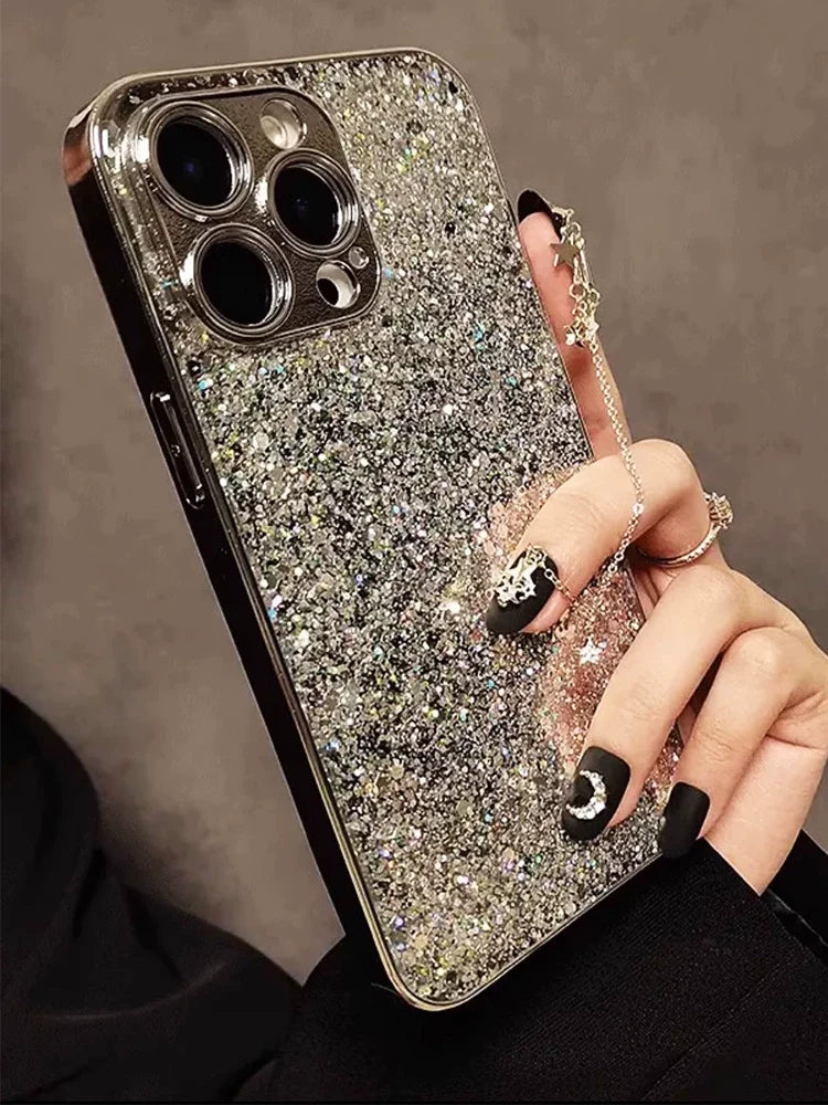 Silver Stardust Glitter iPhone Case - back detail