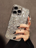 Silver Stardust Glitter iPhone Case - side angle