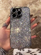 Silver Stardust Glitter iPhone Case - close-up detail