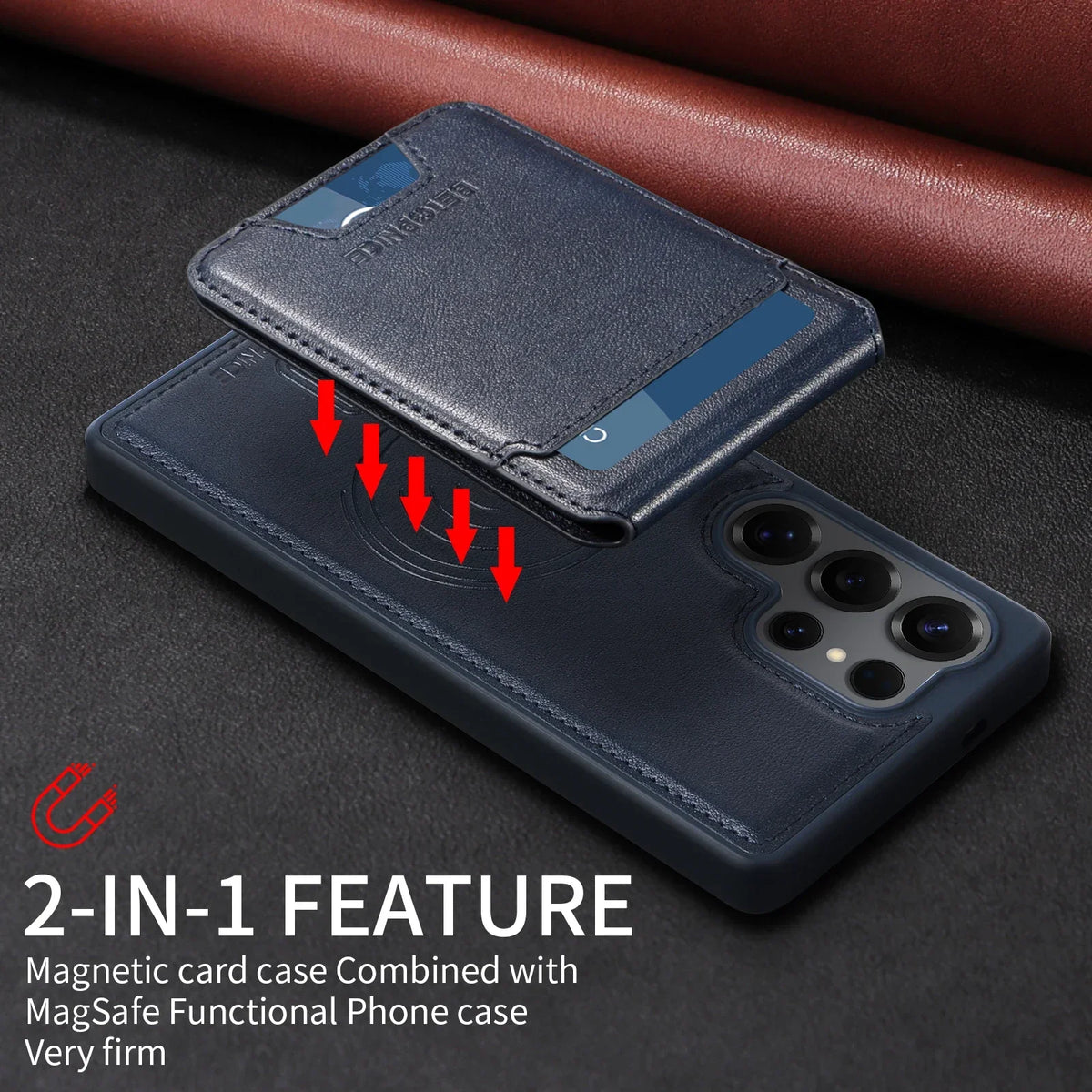 Samsung Galaxy S24 Series Magnetic Leather Case with Detachable Wallet & Card Holder - side angle