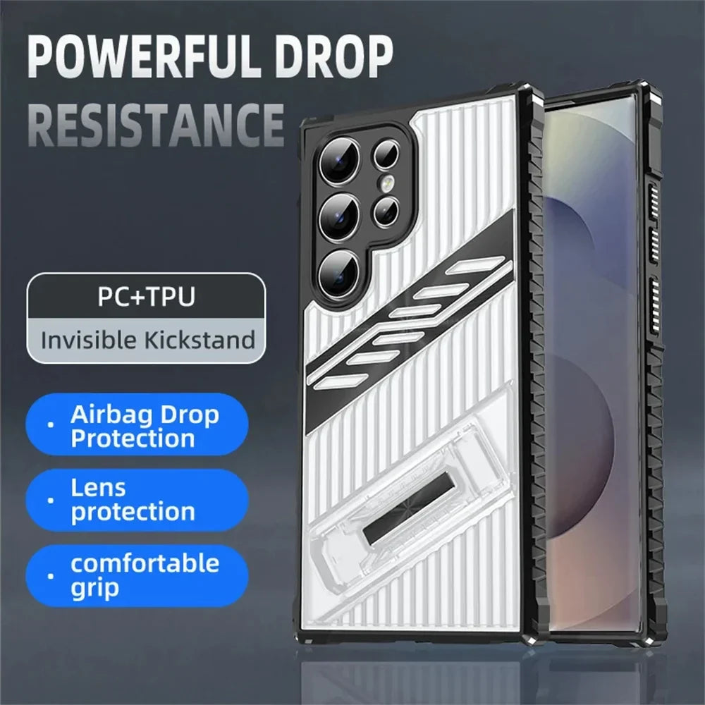Samsung Galaxy S24 Series Heavy Duty Armor Shockproof Case with Kickstand - back detail