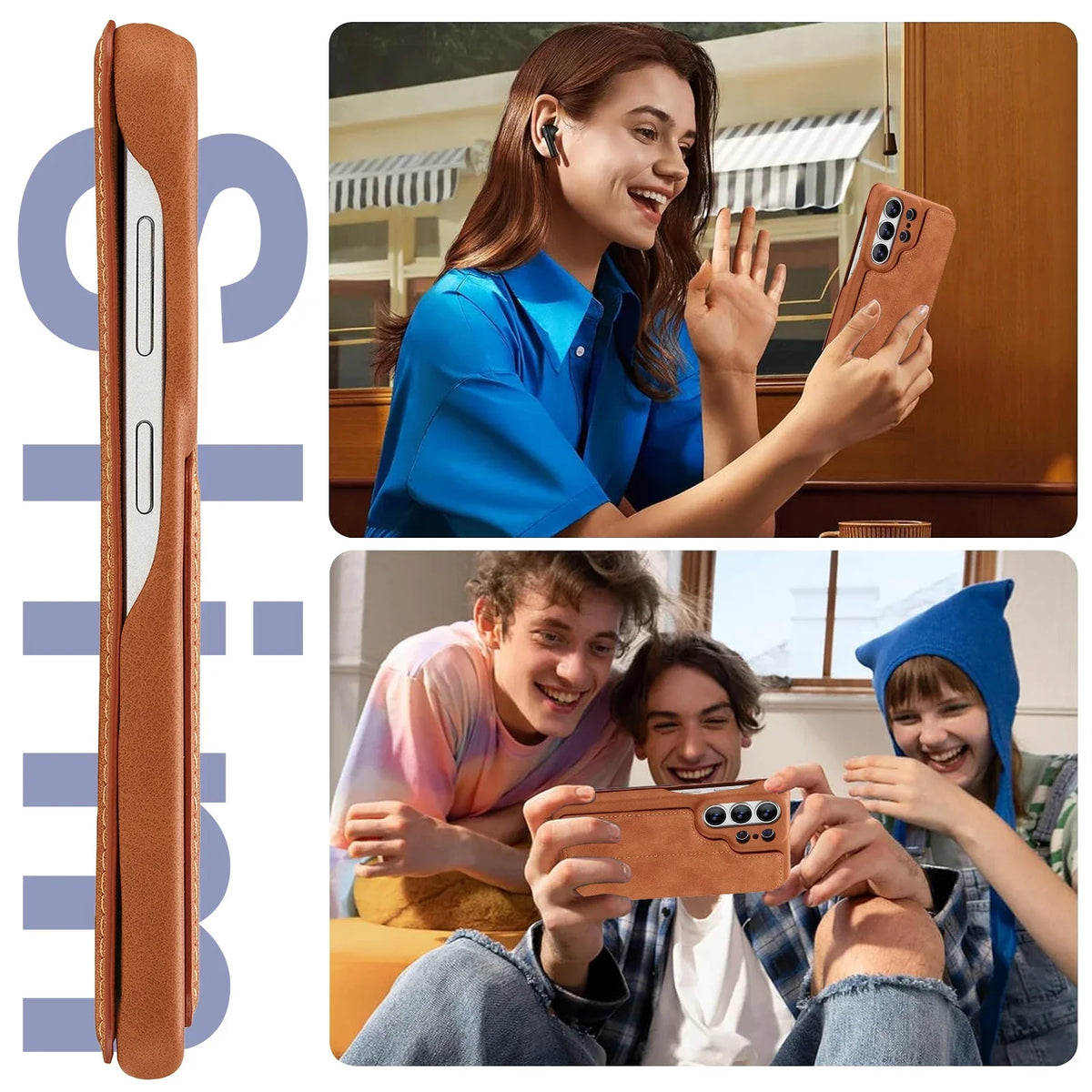 Samsung Galaxy S26 Series Leather Wallet Case with Kickstand - on phone