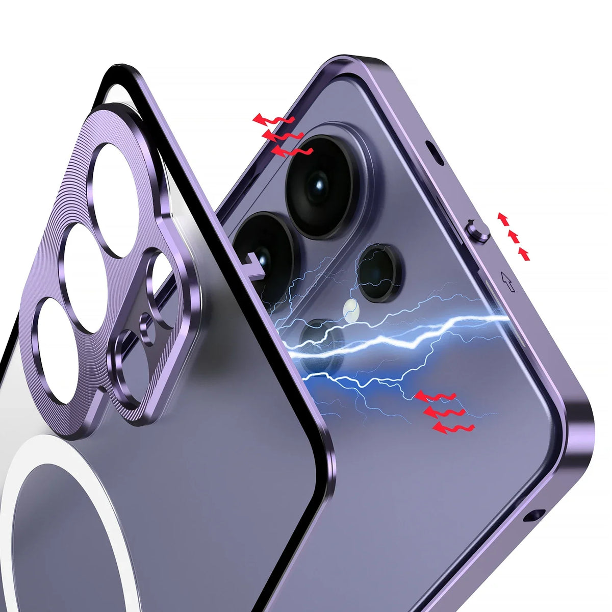 Magnetic Aluminum Alloy Case with Metal Lens Cover for Samsung Galaxy - side angle