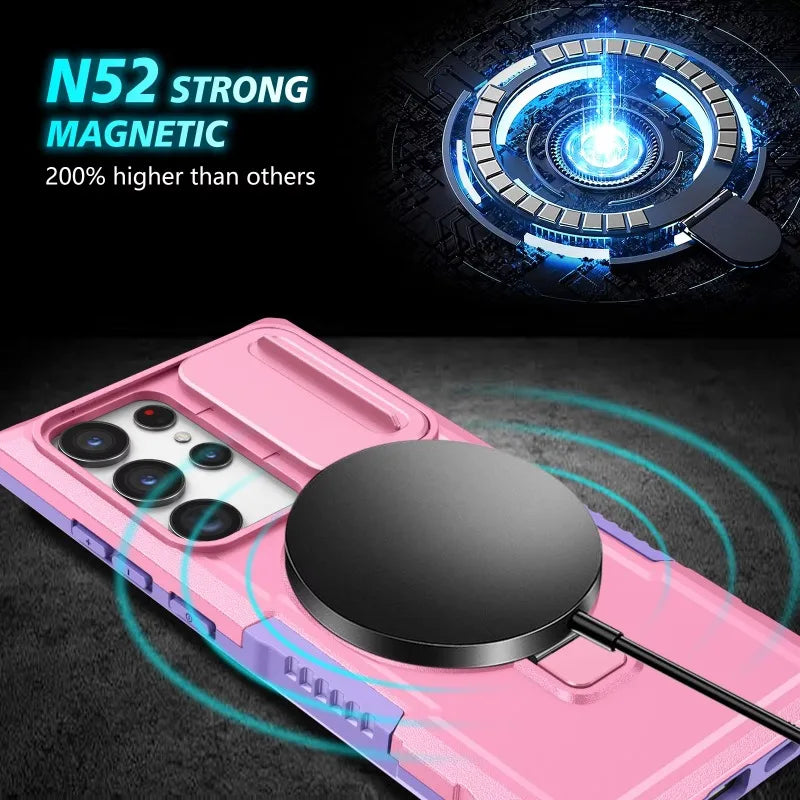 Samsung Galaxy S25 Series Magnetic Hybrid Armor Case with Ring Holder - close-up detail
