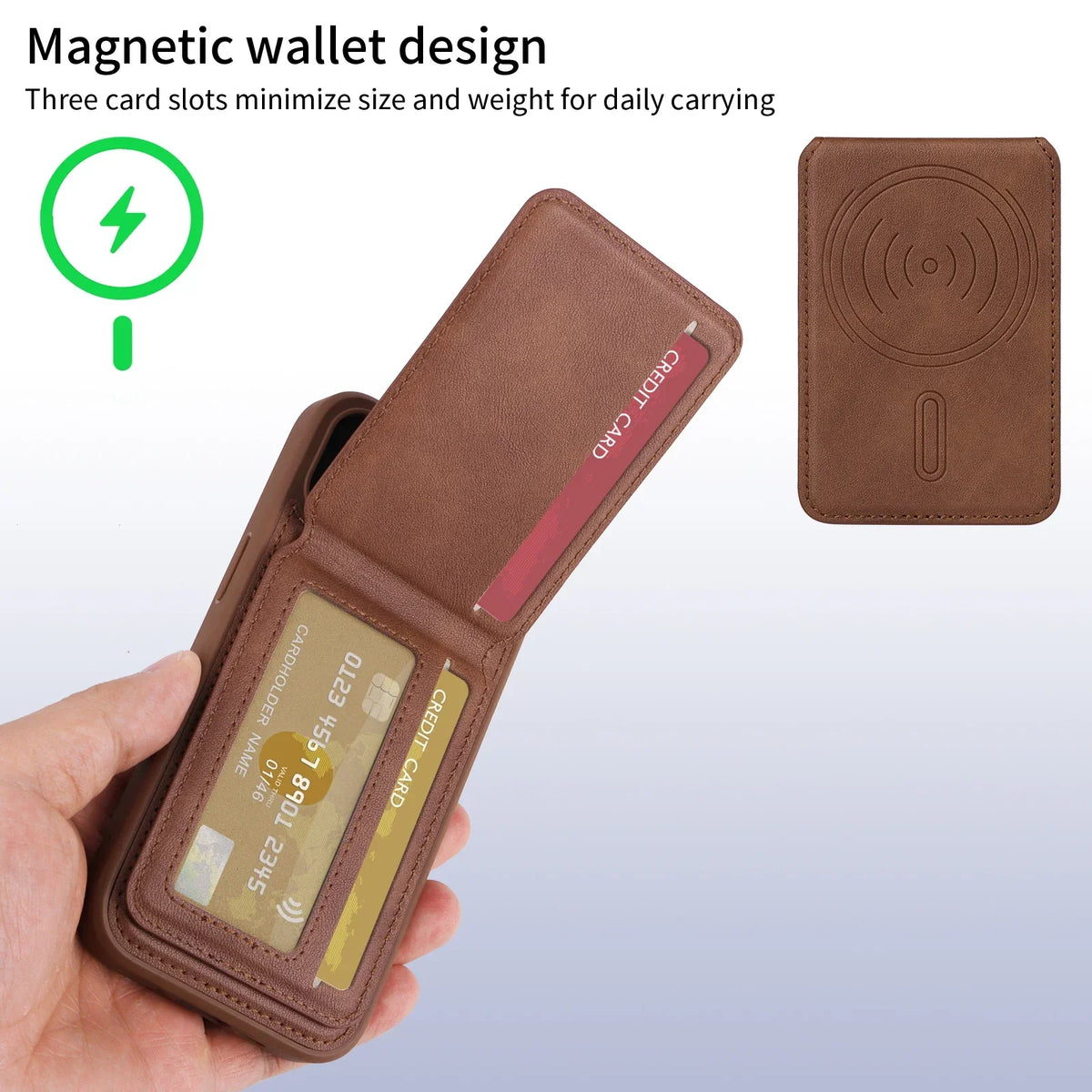 Samsung Galaxy S24 Series Magnetic Leather Case with Detachable Wallet & Card Holder - on phone