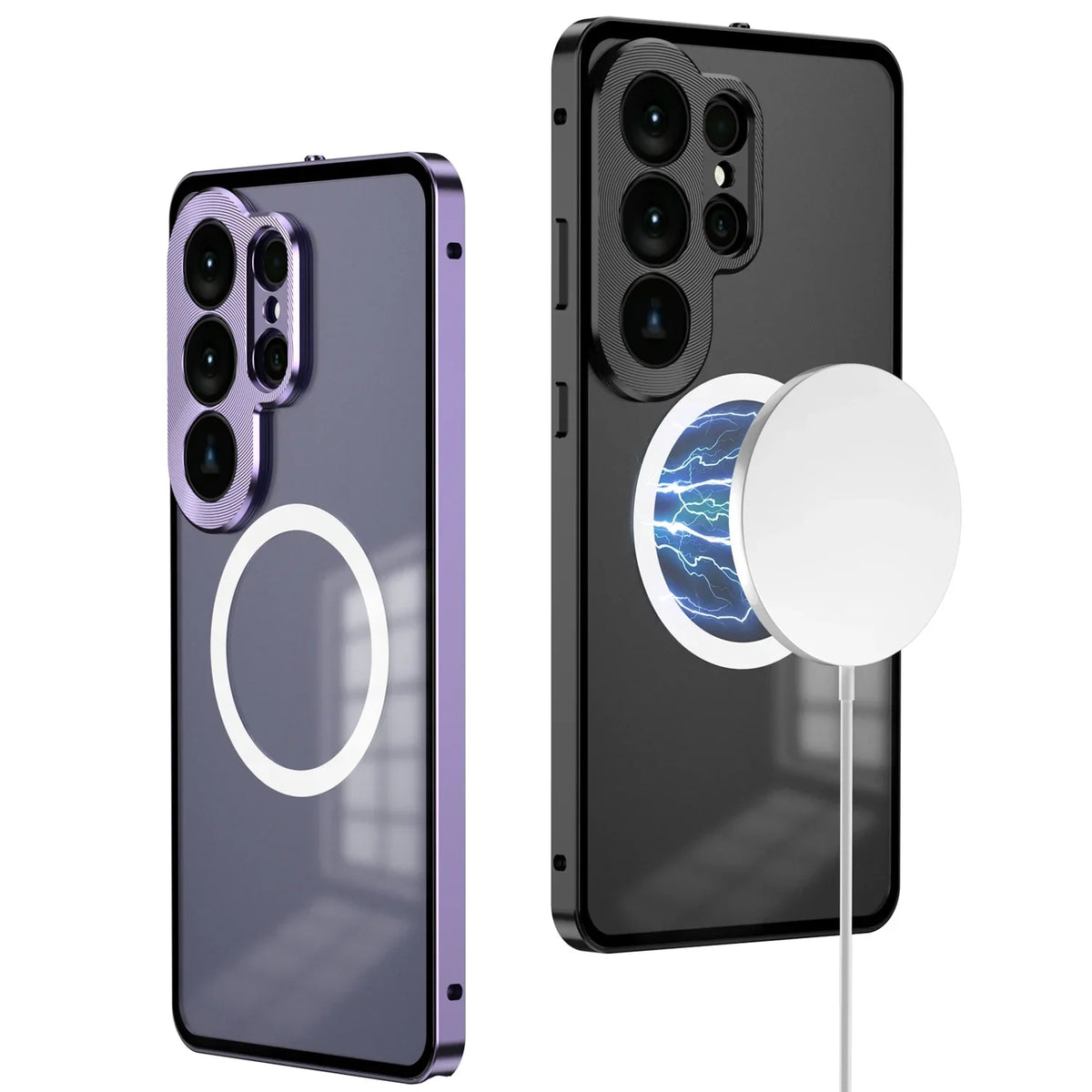 Magnetic Aluminum Alloy Case with Metal Lens Cover for Samsung Galaxy - back detail