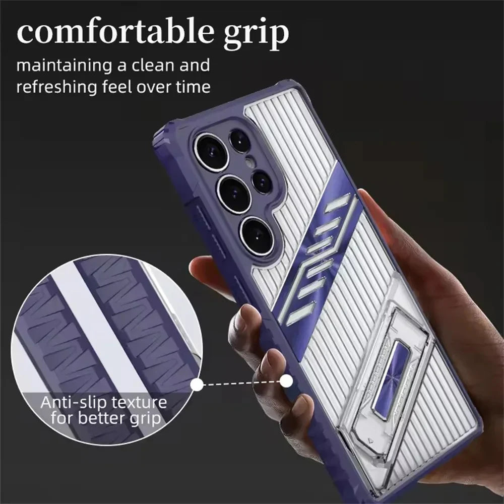 Samsung Galaxy S24 Series Heavy Duty Armor Shockproof Case with Kickstand - close-up detail
