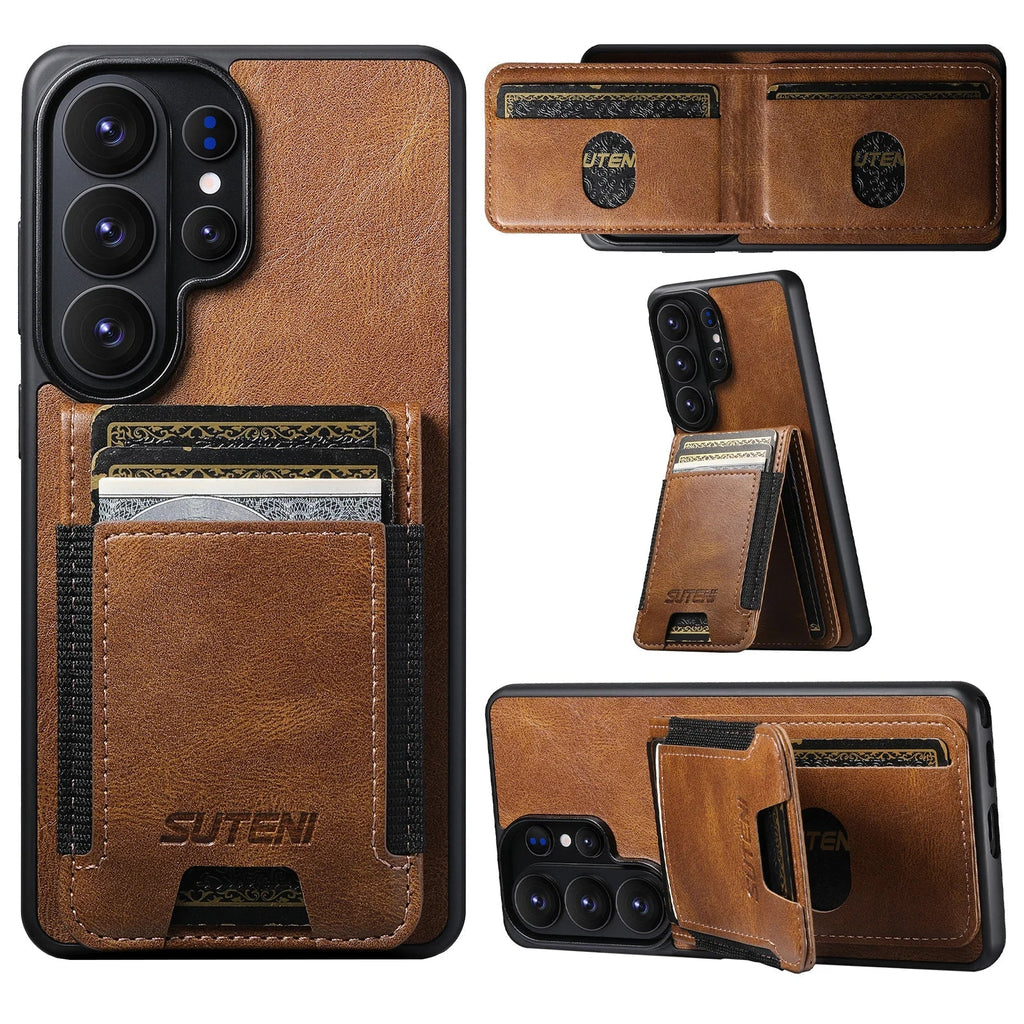 Samsung Galaxy S26 Ultra Leather Wallet Case with Vertical Card Slots - side angle