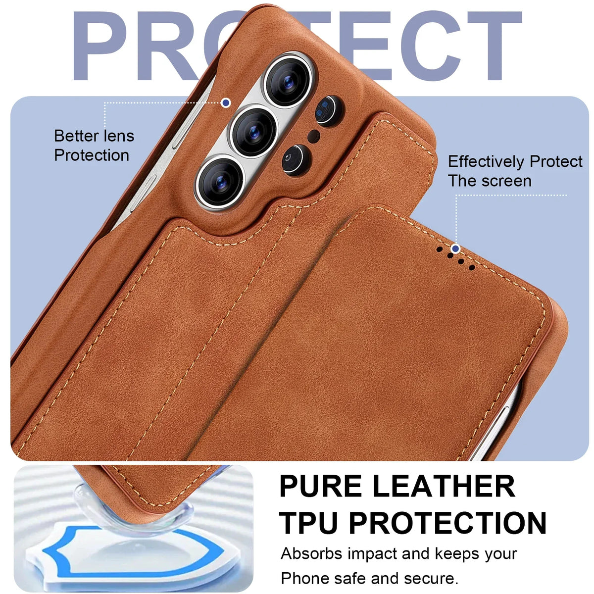 Samsung Galaxy S26 Series Leather Wallet Case with Kickstand - close-up detail