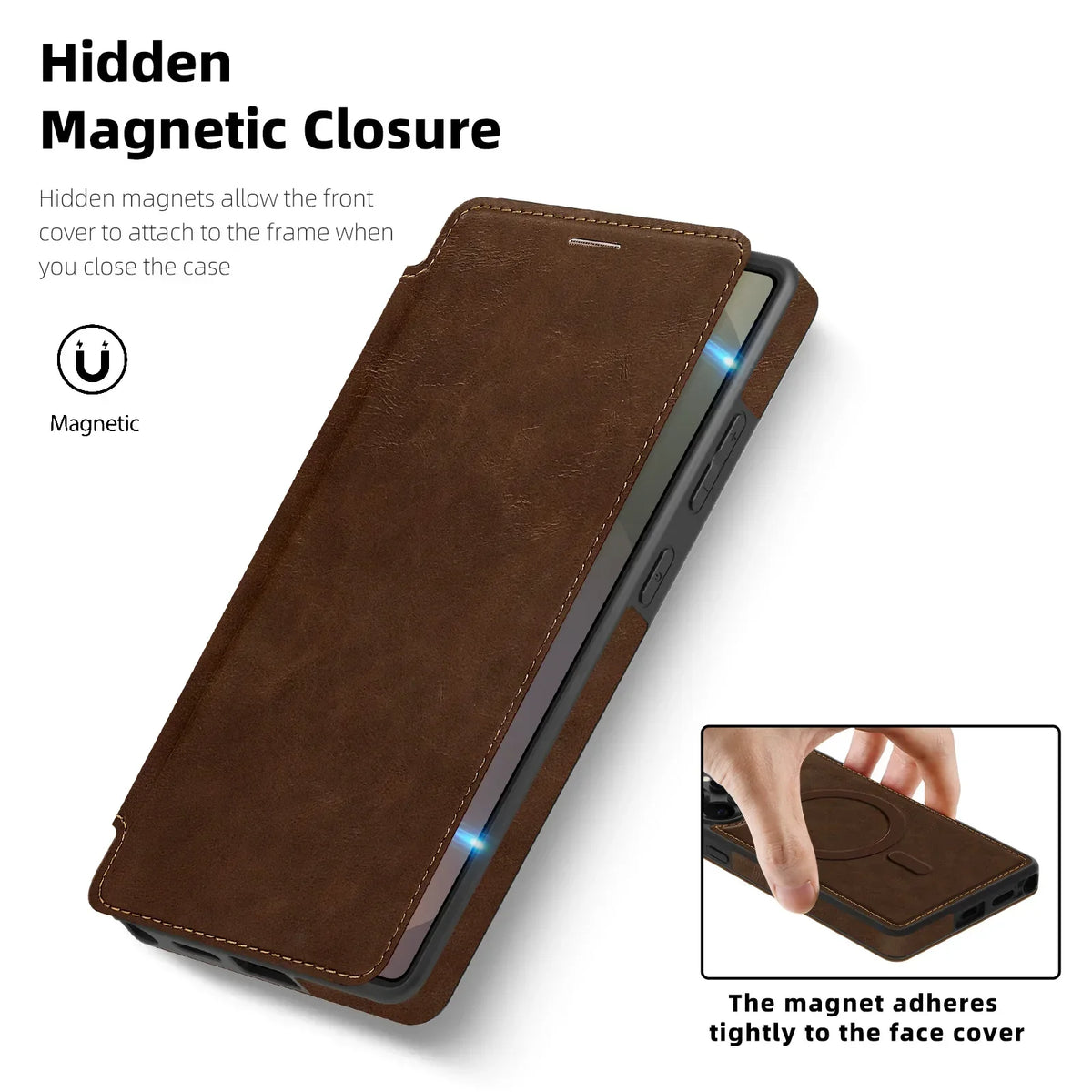 Samsung Galaxy S25 Series PU Leather Flip Magnetic Case with Card Holder - side angle