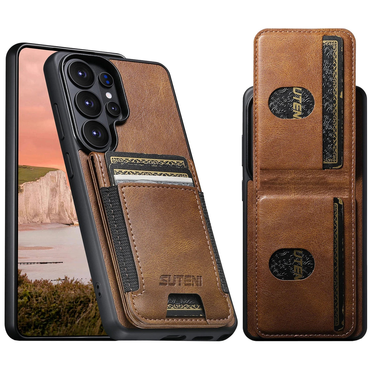 Samsung Galaxy S26 Ultra Leather Wallet Case with Vertical Card Slots - back detail