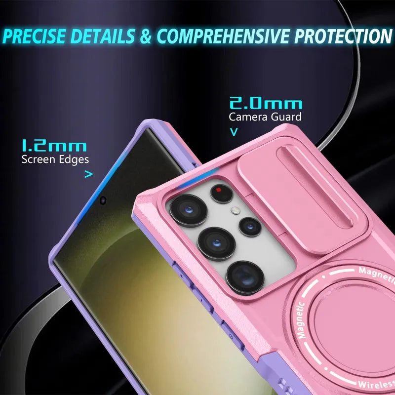 Samsung Galaxy S25 Series Magnetic Hybrid Armor Case with Ring Holder - side angle