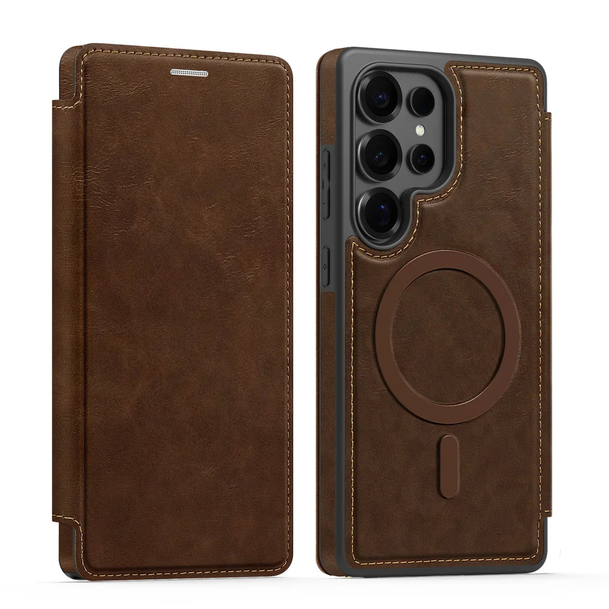 Samsung Galaxy S25 Series PU Leather Flip Magnetic Case with Card Holder - front view