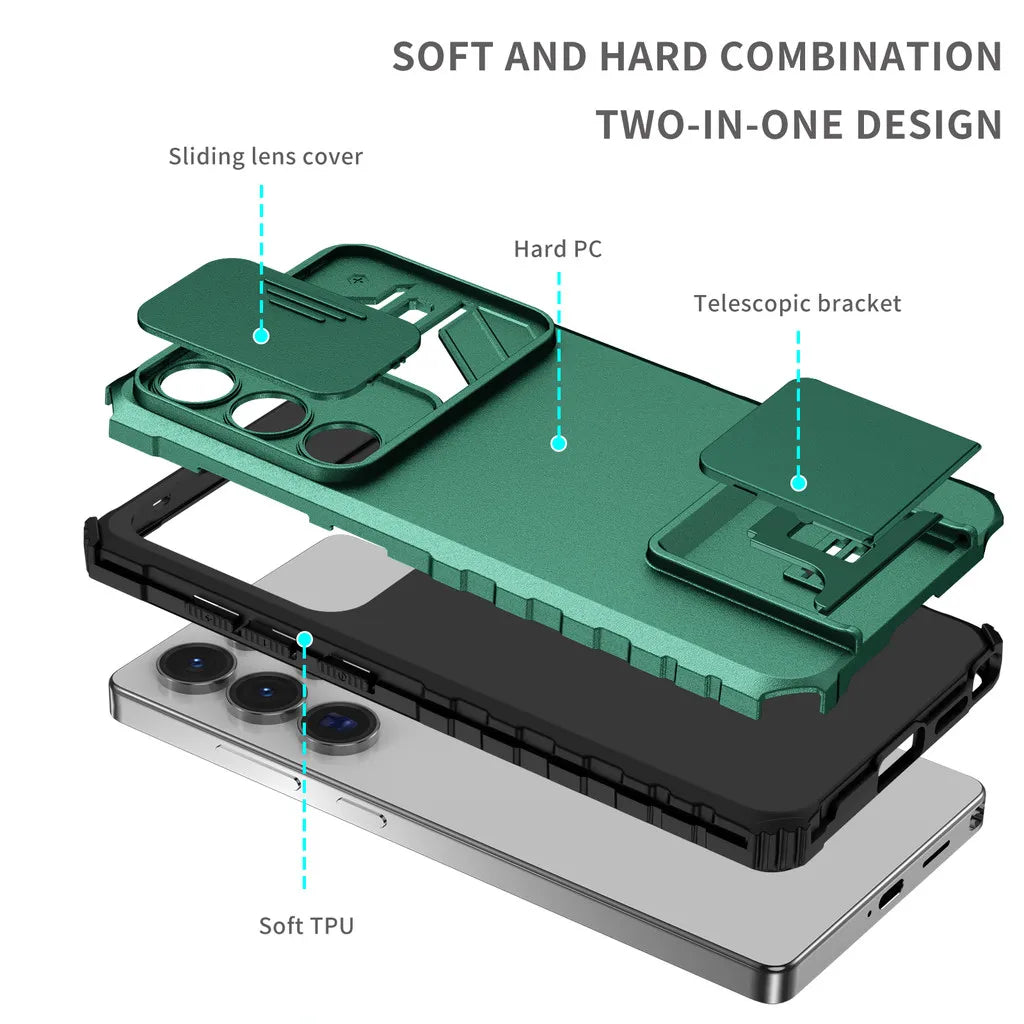 Samsung Galaxy S24 Series Anti Drop Airbag Case with Camera Slide Cover - side angle
