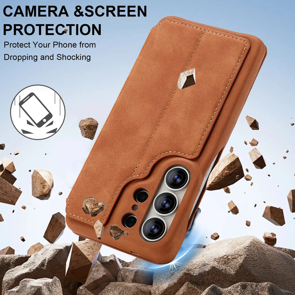 Samsung Galaxy S26 Series Leather Wallet Case with Kickstand - side angle