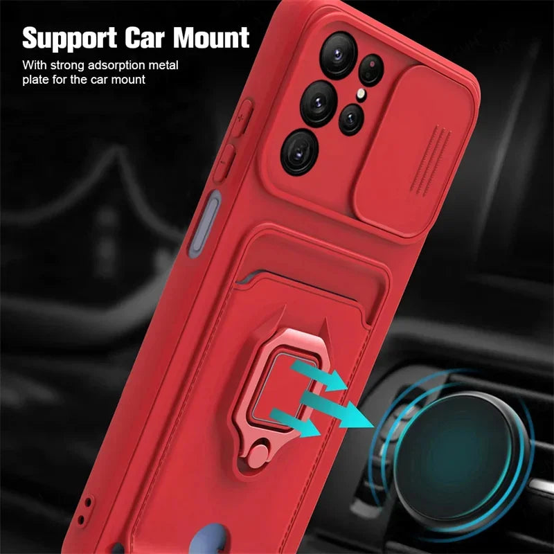 Samsung Galaxy S25 Series Magnetic Phone Case with Camera Cover & Card Slot - side angle