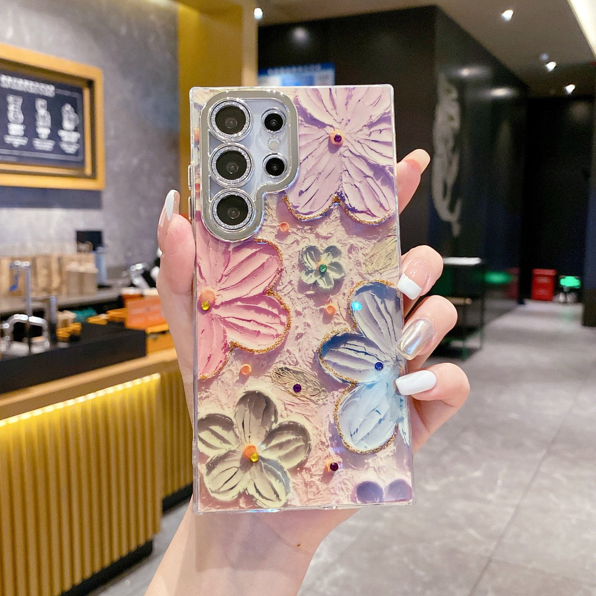 Oil Painting Floral Samsung Cases with Camera Lens Protection for Samsung Galaxy - back detail