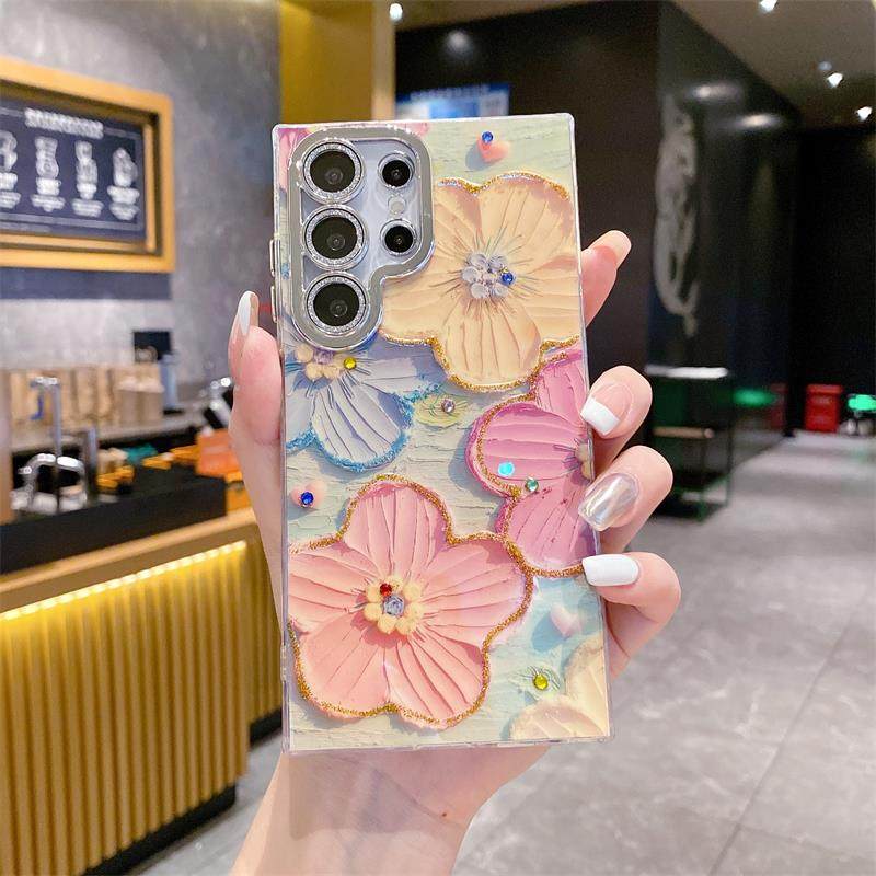 Oil Painting Floral Samsung Cases with Camera Lens Protection for Samsung Galaxy - close-up detail