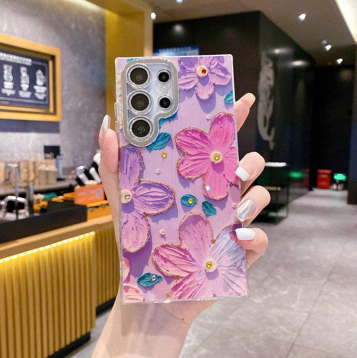 Oil Painting Floral Samsung Cases with Camera Lens Protection for Samsung Galaxy - on phone