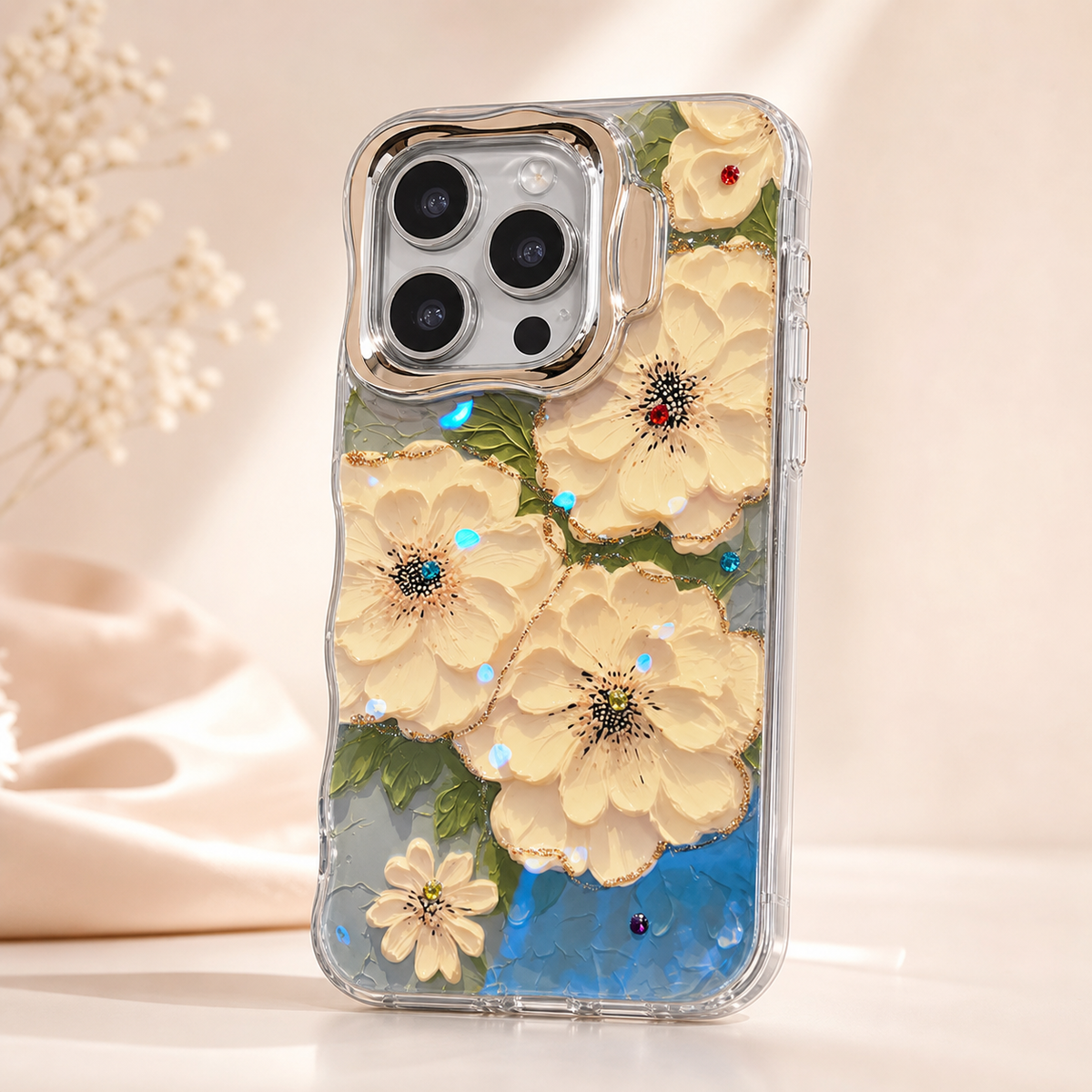 Floral Bloom Hidden Stand Case for iPhone - front view