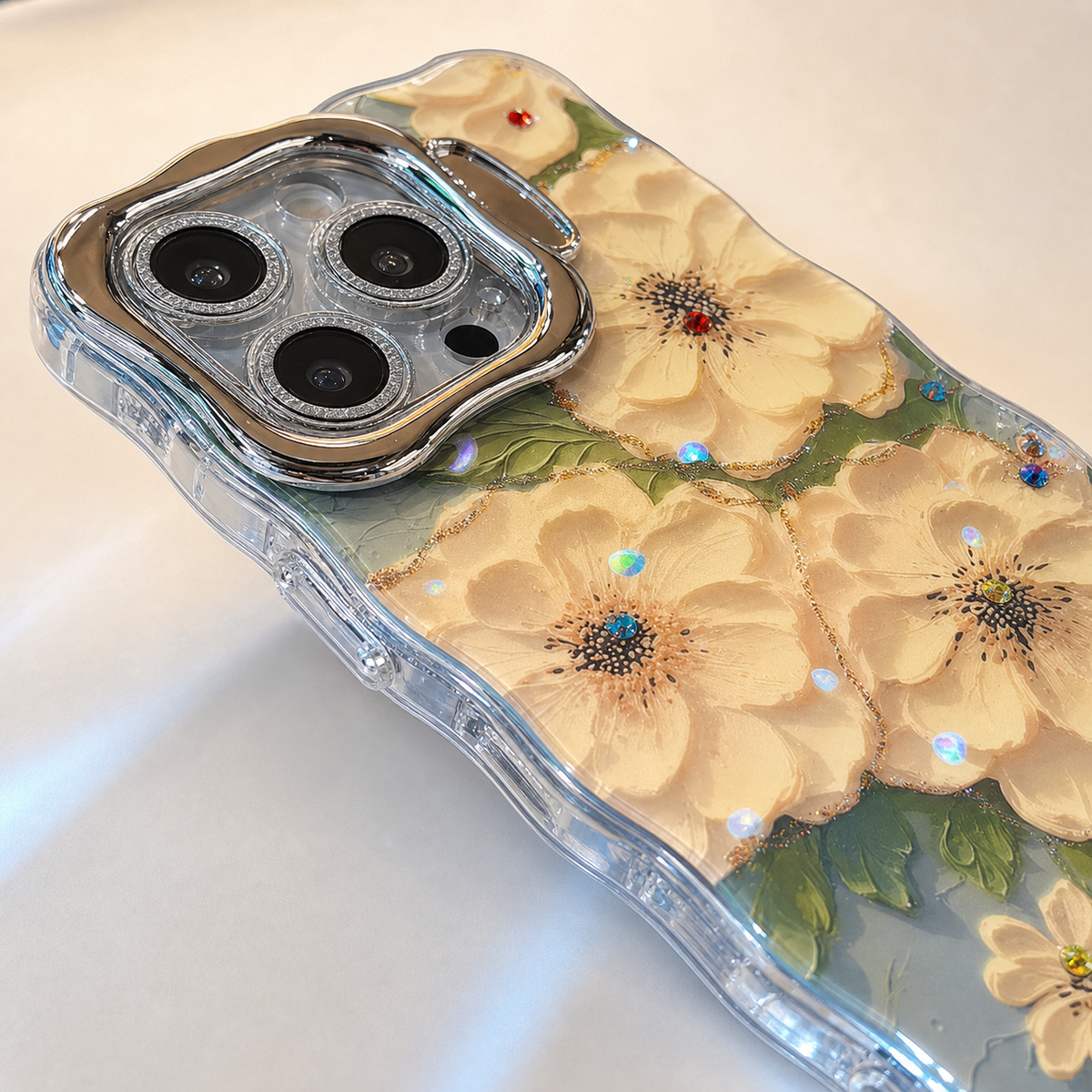 Floral Bloom Hidden Stand Case for iPhone - side angle